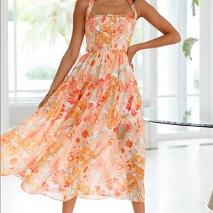 hello molly wander to the sun midi dress (xs)